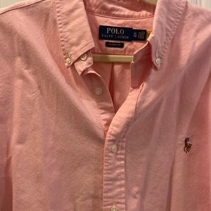 Men’s Polo Ralph Lauren Ling Sleeve peach button down shirt
